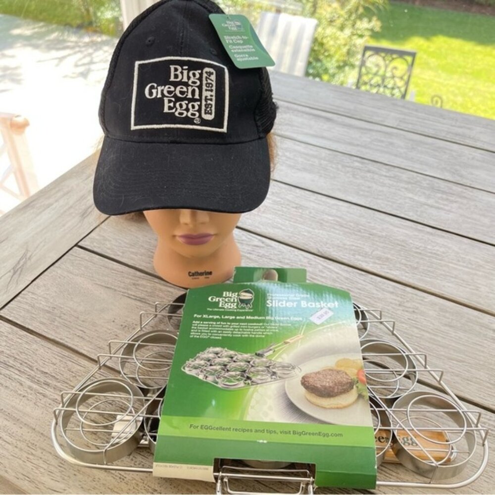 Big Green Egg Slider Basket & Official Snapback Logo Hat Set NWT